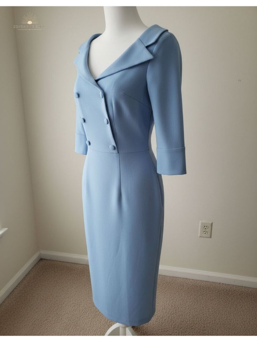 Women's Vintage Sweetheart Neckline Sheath Cocktail Dress 3/4 Sleeve